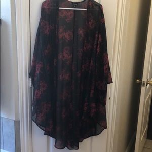 Sheer kimono with roses